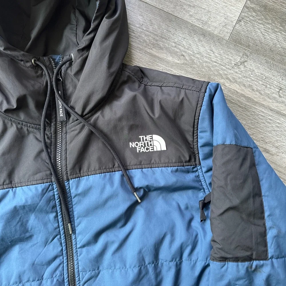 The North Face Men's Hooded Jacket M Blue Black Colorblock Insulated